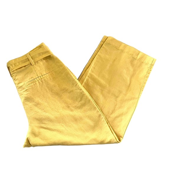 ZARA Yellow Linen Blend Wideleg Trousers Pants Women’s Size Medium - Picture 5 of 11